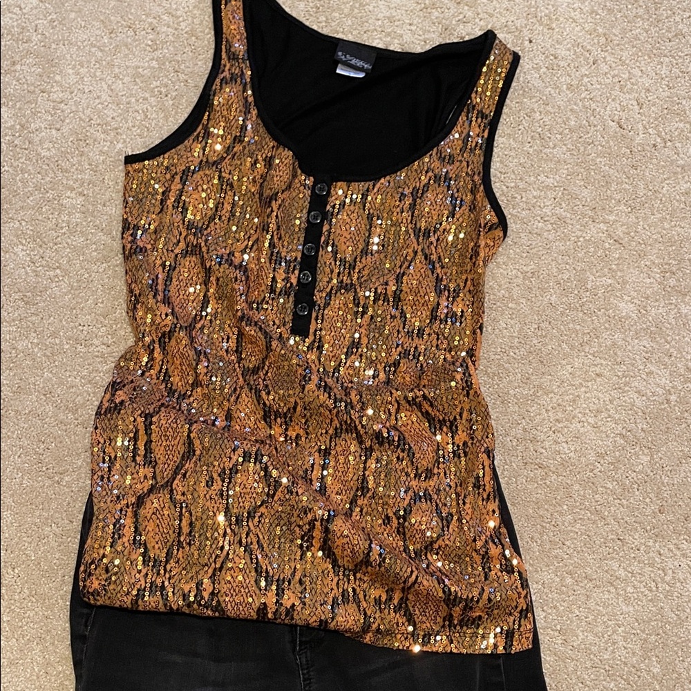 Sequin Snake Print Tank Top